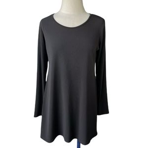 Clara Sun Woo Women's Solid Black Stretch Knit Tunic Top Sz S